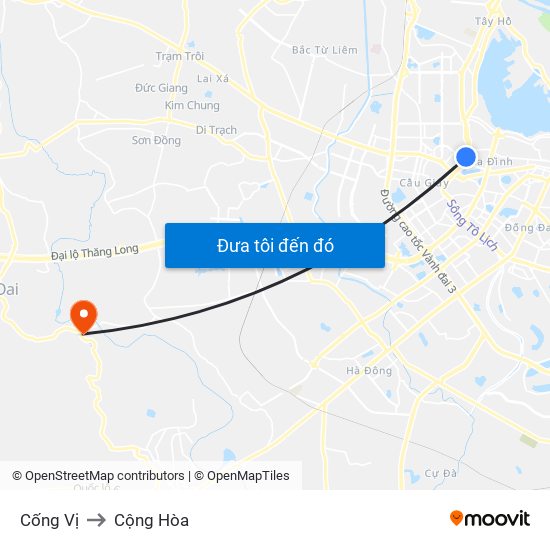 Cống Vị to Cộng Hòa map