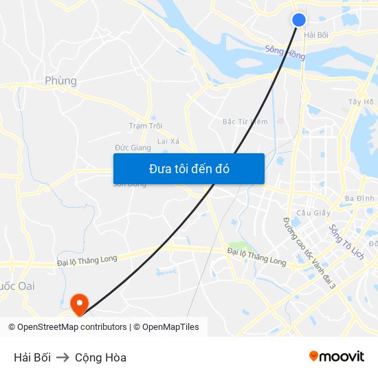 Hải Bối to Cộng Hòa map