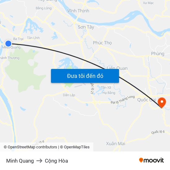 Minh Quang to Cộng Hòa map