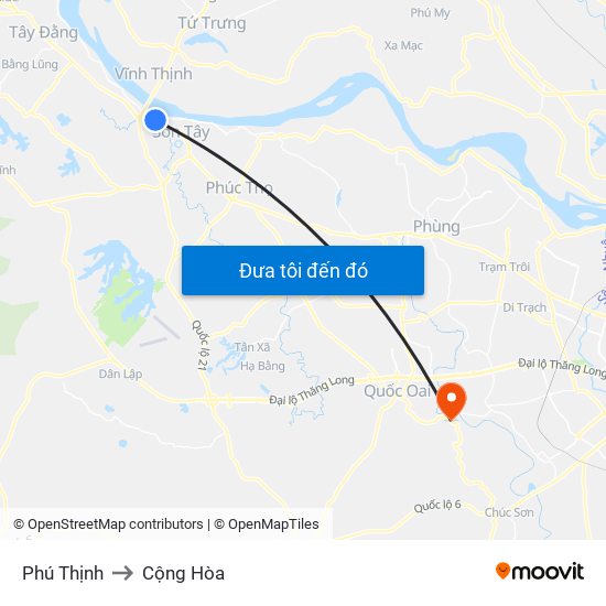 Phú Thịnh to Cộng Hòa map