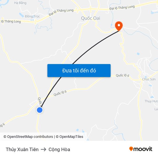 Thủy Xuân Tiên to Cộng Hòa map