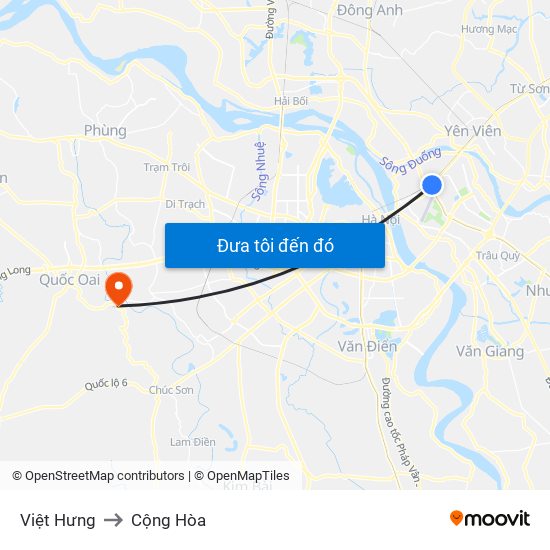Việt Hưng to Cộng Hòa map