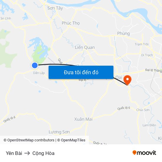 Yên Bài to Cộng Hòa map