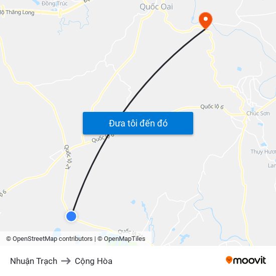 Nhuận Trạch to Cộng Hòa map