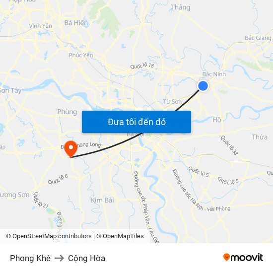 Phong Khê to Cộng Hòa map