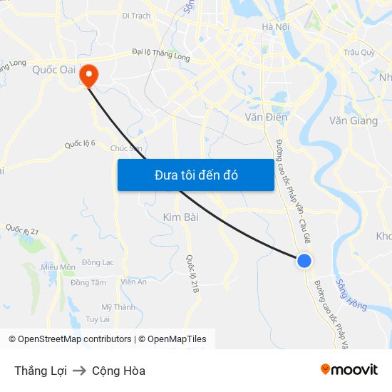 Thắng Lợi to Cộng Hòa map