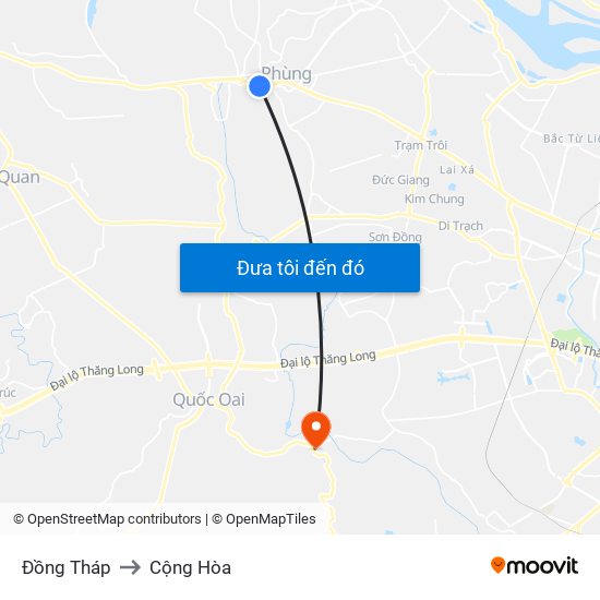 Đồng Tháp to Cộng Hòa map