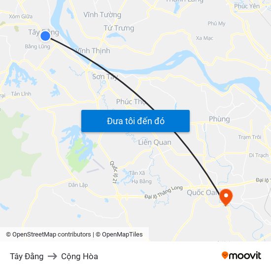 Tây Đằng to Cộng Hòa map