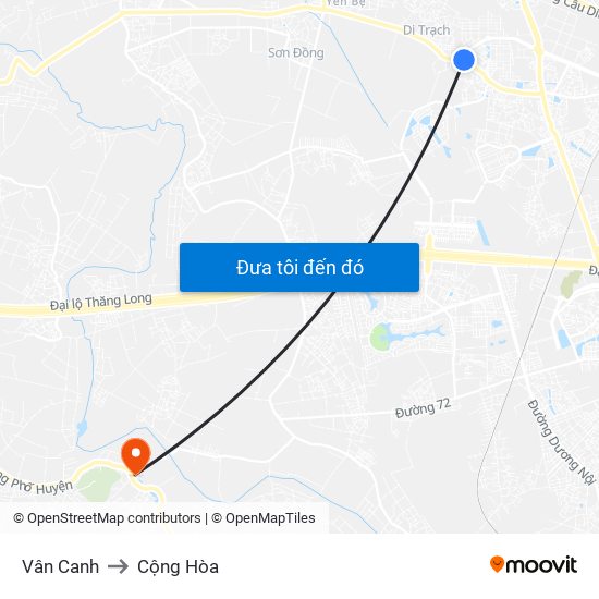 Vân Canh to Cộng Hòa map