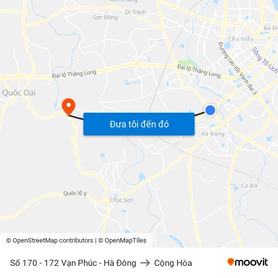 Số 170 - 172 Vạn Phúc - Hà Đông to Cộng Hòa map