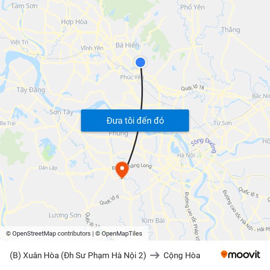 (B) Xuân Hòa (Đh Sư Phạm Hà Nội 2) to Cộng Hòa map