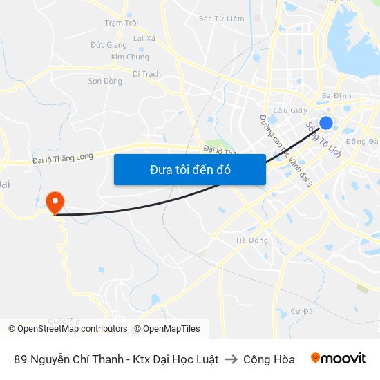 89 Nguyễn Chí Thanh - Ktx Đại Học Luật to Cộng Hòa map