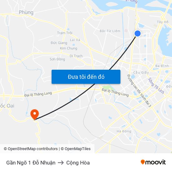 Gần Ngõ 1 Đỗ Nhuận to Cộng Hòa map