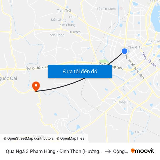 Qua Ngã 3 Phạm Hùng - Đình Thôn (Hướng Đi Phạm Văn Đồng) to Cộng Hòa map