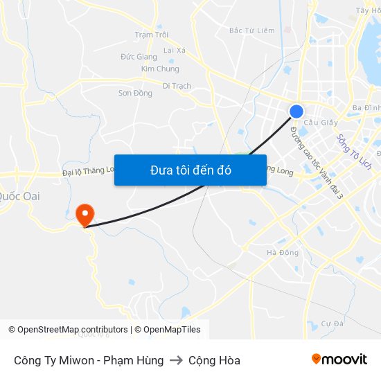 Công Ty Miwon - Phạm Hùng to Cộng Hòa map