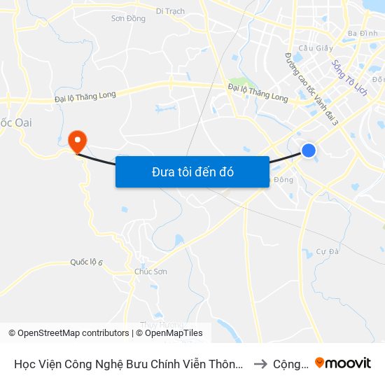 Học Viện Công Nghệ Bưu Chính Viễn Thông - Trần Phú (Hà Đông) to Cộng Hòa map