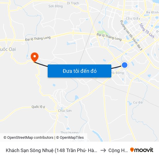 Khách Sạn Sông Nhuệ (148 Trần Phú- Hà Đông) to Cộng Hòa map