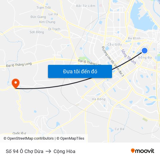 Số 94 Ô Chợ Dừa to Cộng Hòa map