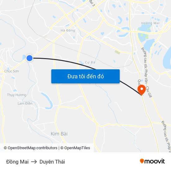 Đồng Mai to Duyên Thái map