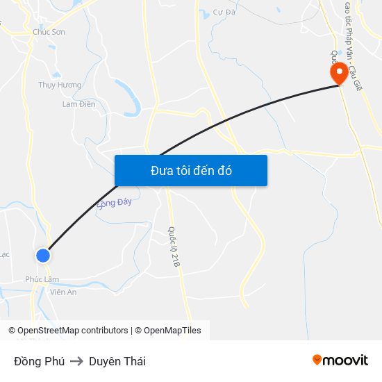 Đồng Phú to Duyên Thái map