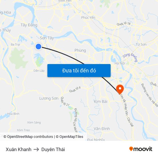 Xuân Khanh to Duyên Thái map