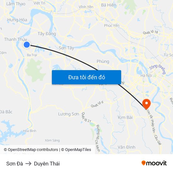 Sơn Đà to Duyên Thái map