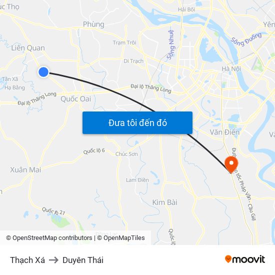 Thạch Xá to Duyên Thái map