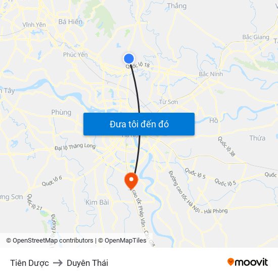 Tiên Dược to Duyên Thái map