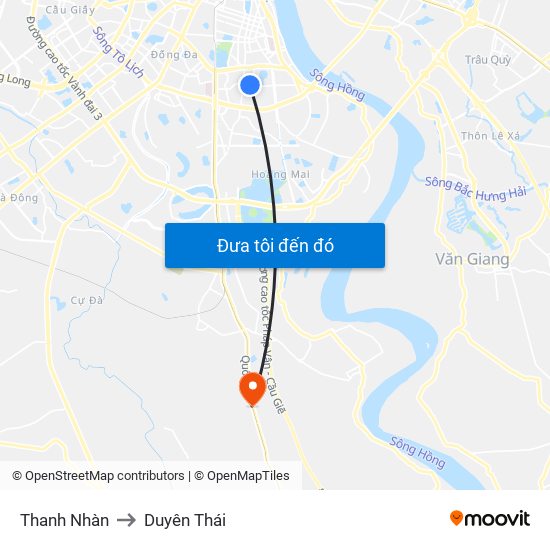 Thanh Nhàn to Duyên Thái map
