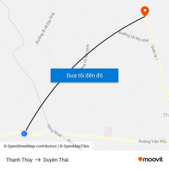 Thanh Thùy to Duyên Thái map