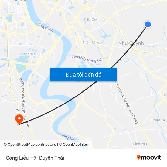 Song Liễu to Duyên Thái map