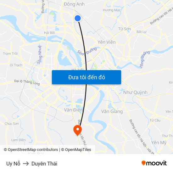 Uy Nỗ to Duyên Thái map