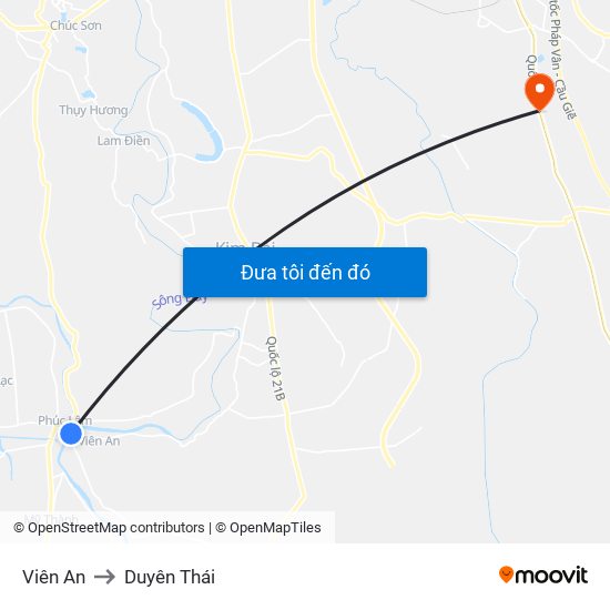 Viên An to Duyên Thái map