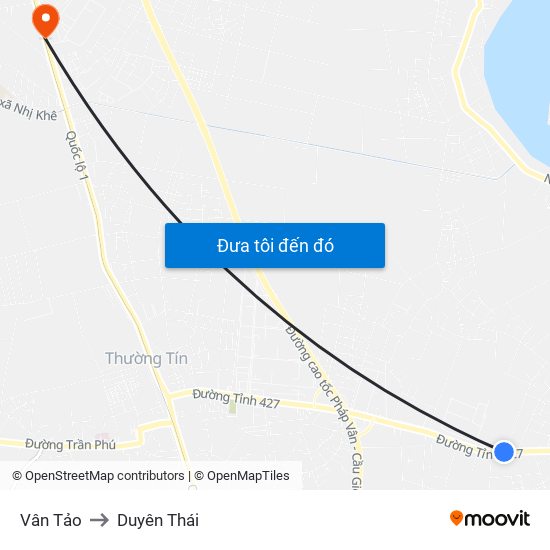 Vân Tảo to Duyên Thái map