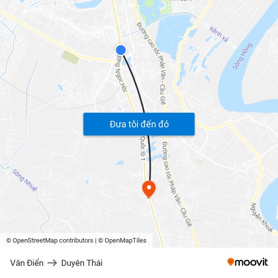 Văn Điển to Duyên Thái map