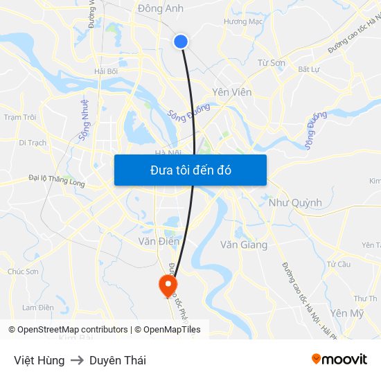 Việt Hùng to Duyên Thái map