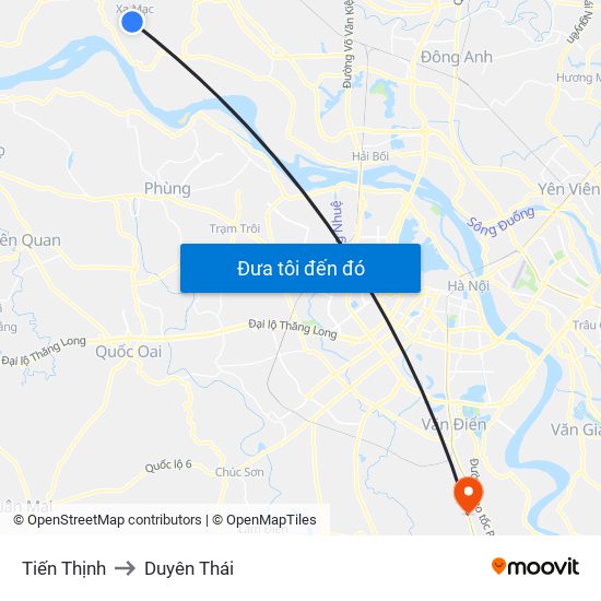 Tiến Thịnh to Duyên Thái map