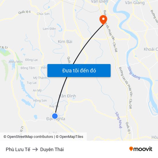 Phù Lưu Tế to Duyên Thái map