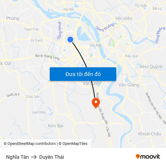 Nghĩa Tân to Duyên Thái map