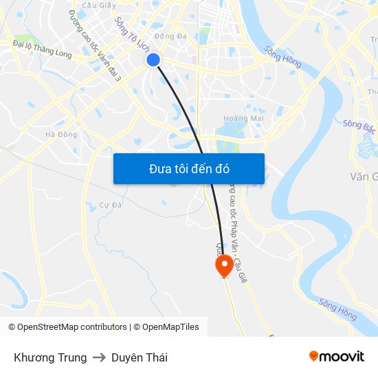 Khương Trung to Duyên Thái map