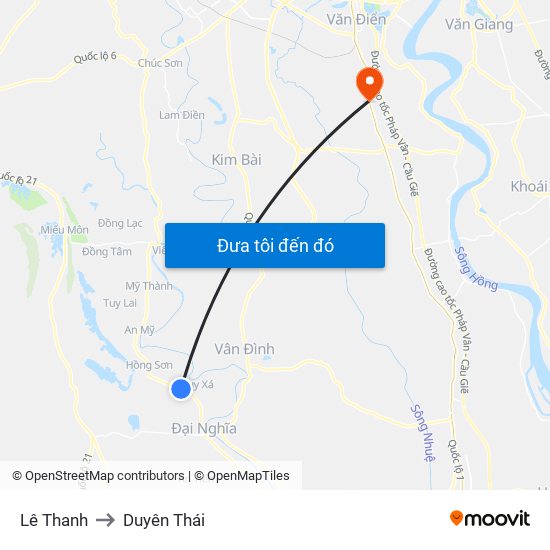 Lê Thanh to Duyên Thái map