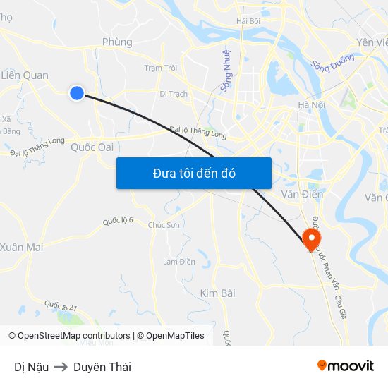 Dị Nậu to Duyên Thái map