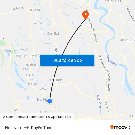 Hòa Nam to Duyên Thái map
