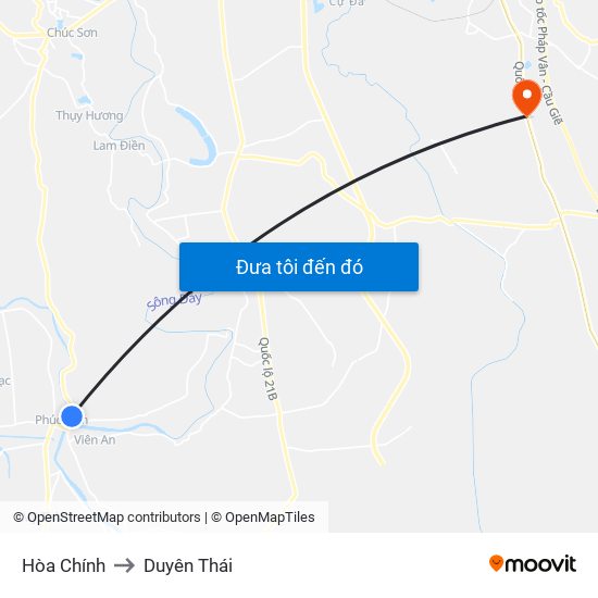 Hòa Chính to Duyên Thái map