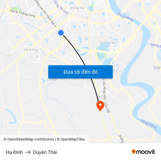 Hạ Đình to Duyên Thái map