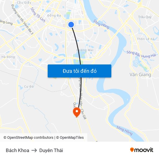 Bách Khoa to Duyên Thái map