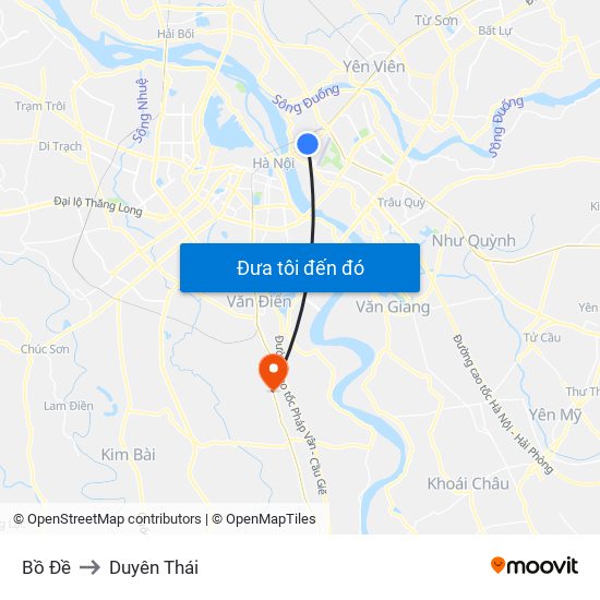 Bồ Đề to Duyên Thái map