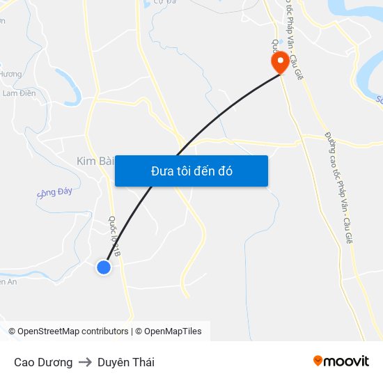 Cao Dương to Duyên Thái map
