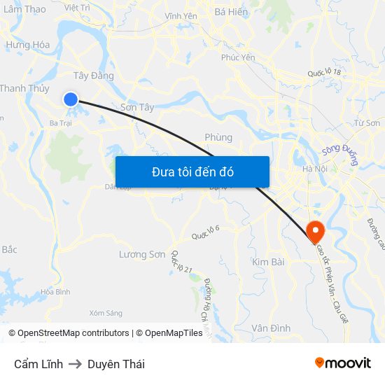 Cẩm Lĩnh to Duyên Thái map