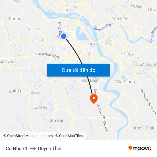 Cổ Nhuế 1 to Duyên Thái map